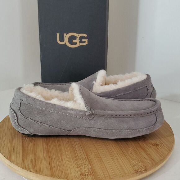 UGG Ascot Slipper Grey Suede Wool Comfort Loafer Men's US 9 NIB - Picture 13 of 16